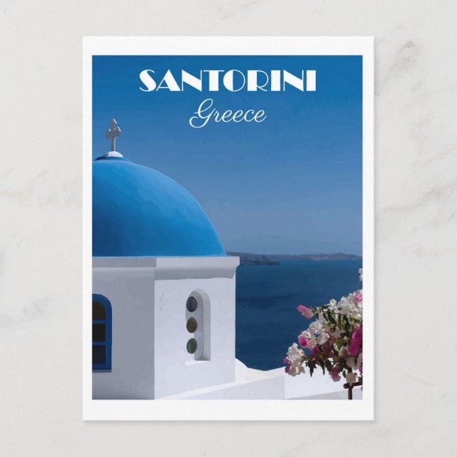 Vintag Santorini Griechenland Postkarte (Vorderseite)
