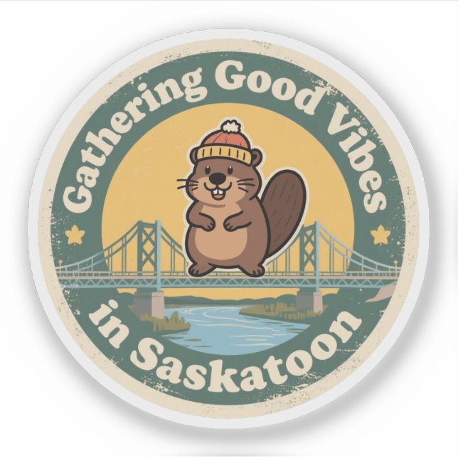 Vintag Saskatoon SK Good Vibes Gift Aufkleber (Vorderseite)