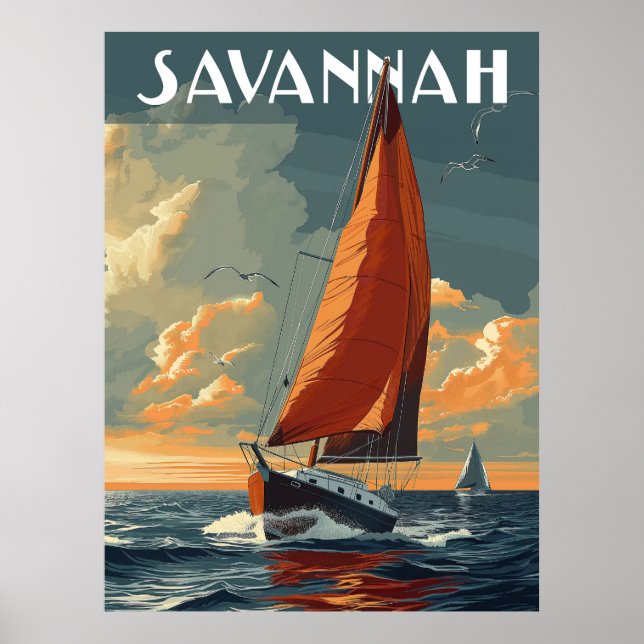 Vintag Savannah Travel Poster (Vorne)
