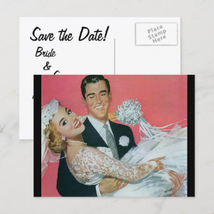 Vintag Save the Date! Ankündigungspostkarte