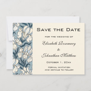 Vintag Save the Date, Art Nouveau Iris Blume Date