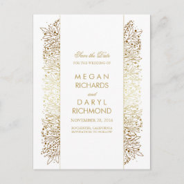 Vintag Save the Date - Gold Gipskraut Filigree Ankündigungspostkarte