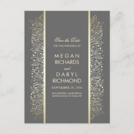 Vintag Save the Date - Gold Gipskraut Filigree Ankündigungspostkarte