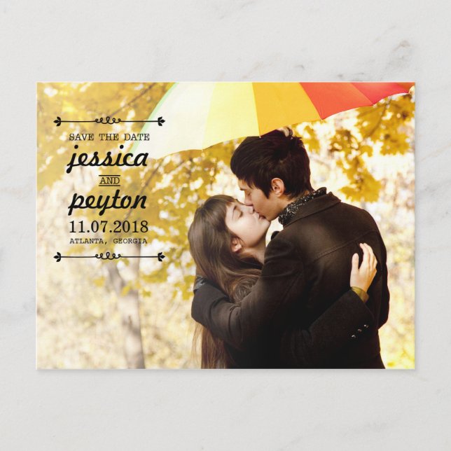 VINTAG Save the Date Postkarte (Vorderseite)