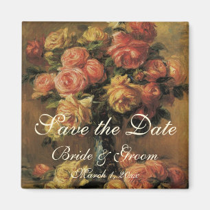 Vintag Save the Date! Rose in Vase 3 von Renoir Magnet
