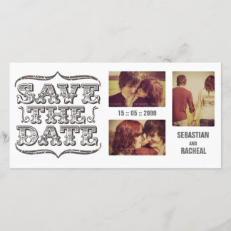 Vintag Save the Date Typografie-Fotokarte