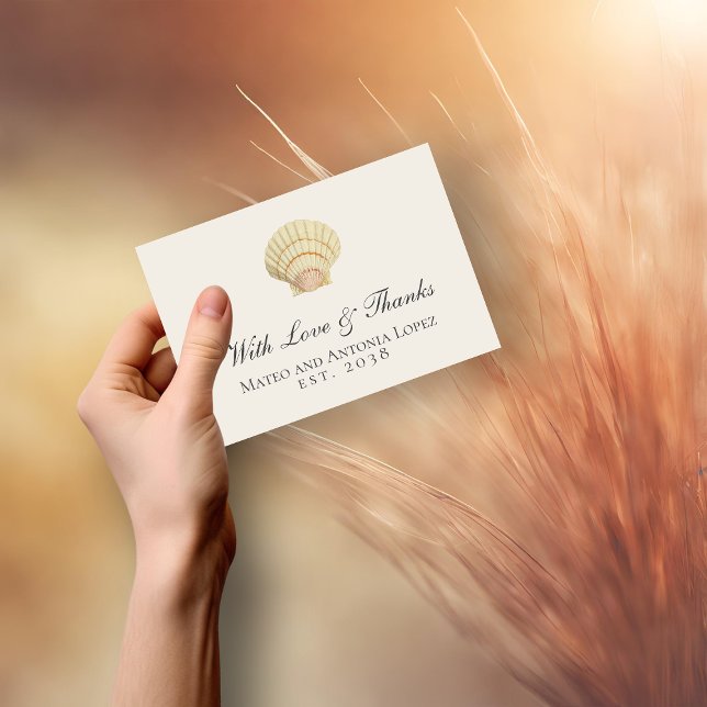 Vintag Scallop Single Seashell Wedding Dankeskarte (Vintage Scallop Single Seashell Wedding Thank You Card)