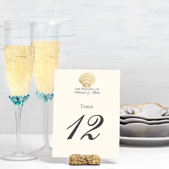 Vintag Scallop Single Seashell Wedding Tischnummer (Von Creator hochgeladen)