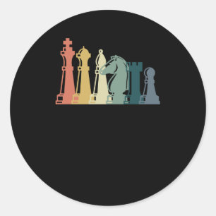 Vintag Schach T-Shirt Retro Schachdesign - Schach Runder Aufkleber
