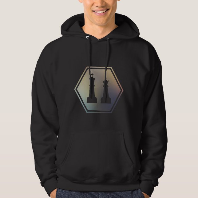 Vintag Schachkunst King und Queen Schach Stücke Hoodie (Vorderseite)
