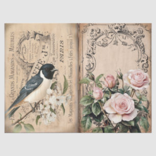 Vintag Schlucken und rosa Rosen viktorianisch Seidenpapier