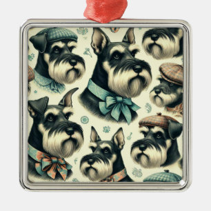 Vintag Schnauzer Nahtlose Illustration Ornament Aus Metall