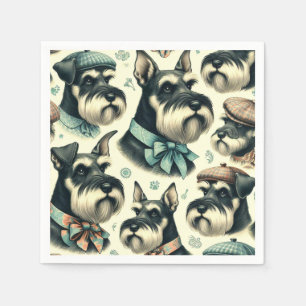 Vintag Schnauzer Nahtlose Illustration Serviette