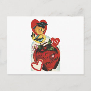 Vintag Scholarly Bird Valentine Feiertagspostkarte