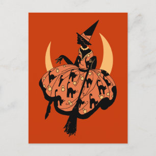 Vintag Schöne Silhouette Hexe Postkarte