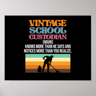 Vintag School Custodian Caretaker Janitor Support Poster