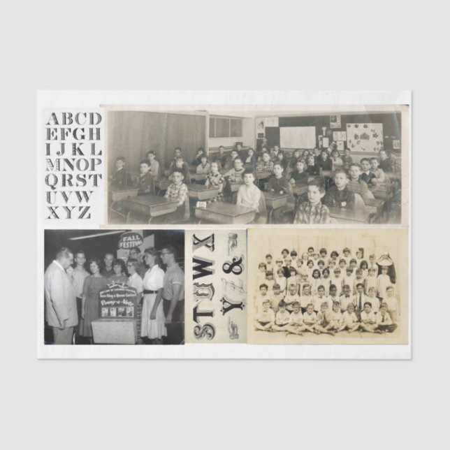 Vintag School Days Fotografieren Decoupage Collage Seidenpapier (Vorderseite)