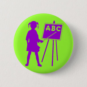 Vintag School Girl Button