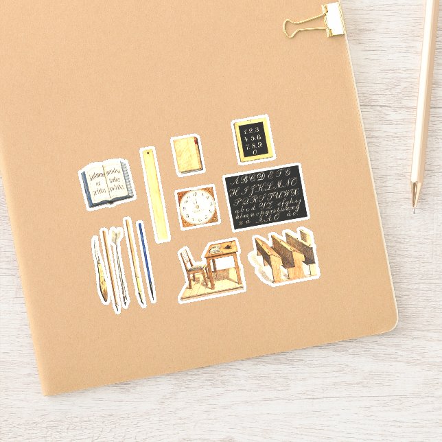 Vintag School Supplements Set Scrapbooking Journal Aufkleber (Notizbuch)