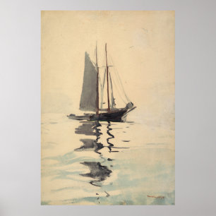 Vintag Schooner Sailboat Aquarellmalerei Poster