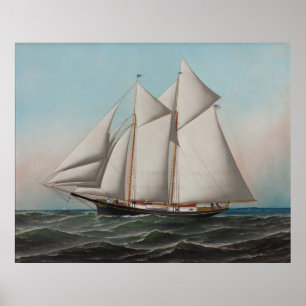 Vintag Schooner Sailboat Illustration (1887) Poster