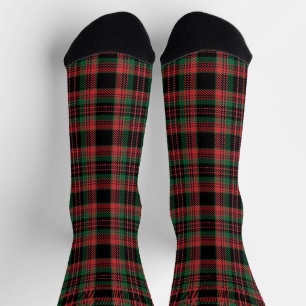 Vintag-schwarz-grün rustikale tartan kariert socken