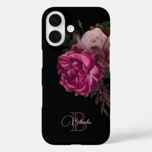 Vintag Schwarz-Pink-Schwarz-Name-Monogramm iPhone 16 Hülle