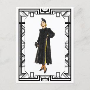 Vintag Schwarz und Weiß der 1930er Jahre - Pelzmat Postkarte