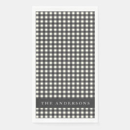 Vintag Schwarz und Weiß Gingham Kariert Personalis Serviette
