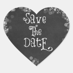 Vintag Schwarz und Weiß Save the Date Herz-Aufkleber