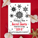 Vintag Schwarz und Weiß Weihnachten Einladung<br><div class="desc">Die Weihnachtseinladung für ein Secret Santa Party aus dem 19. Jahrhundert besticht durch ein elegantes, geometrisches Schwarz-Weiß-Design mit geometrischen Schneeflocken. Die fett anpassbare Typografie in Schwarz und Rot hebt sich vor einem sauberen, weißen Hintergrund ab und macht sie zu einer stilvollen Wahl für Ihren Weihnachtsgeschenktausch. Diese Einladung eignet sich hervorragend...</div>