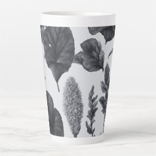 Vintag Schwarz-Weiß-Botanische Bauweise groß Milchtasse