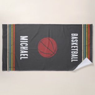 Vintag Schwarz-Weiß-Personalisierte Basketball Strandtuch