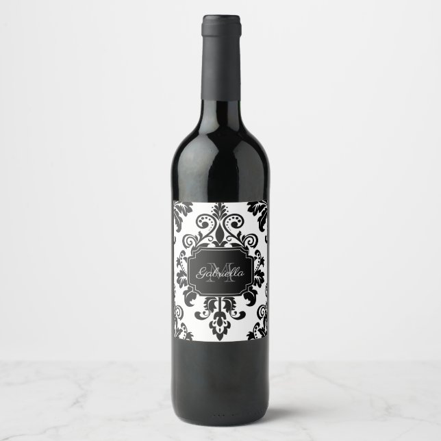 Vintag Schwarz/Weiß Weinetikett (Vorderseite)