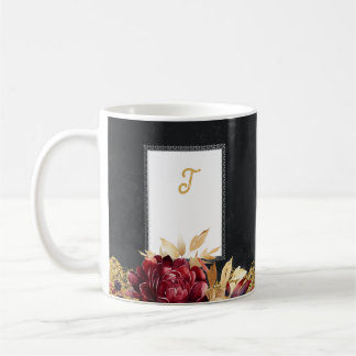Vintag Schwarzes Gold Wasserfarben Tief Blütenanfä Kaffeetasse