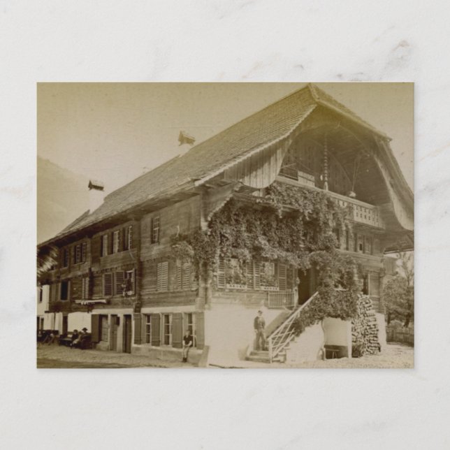 Vintag, Schweizer Chalet in Interlaken, 1890 Postkarte (Vorderseite)