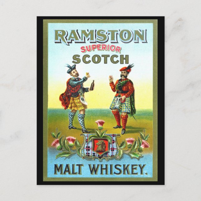 Vintag Scotch Whiskey ETIKETT Postkarte (Vorderseite)