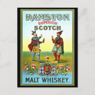 Vintag Scotch Whiskey ETIKETT Postkarte
