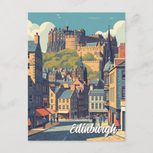 Vintag Scotland Edinburgh Castle Travel Postkarte