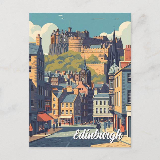 Vintag Scotland Edinburgh Castle Travel Postkarte (Vorderseite)