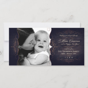 Vintag Scroll Chalkboard Weihnachtsfotokarte Feiertagskarte