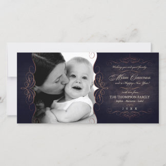 Vintag Scroll Chalkboard Weihnachtsfotokarte Feiertagskarte