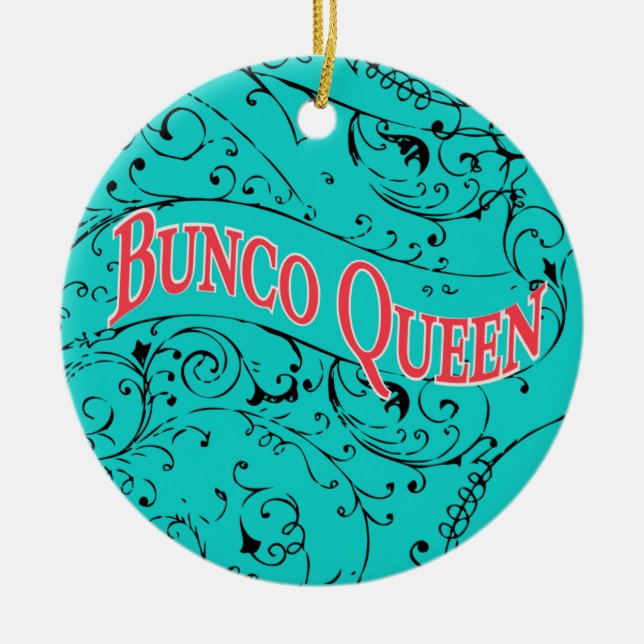 Vintag Scroll Design Bunco Queen Keramikornament (Vorne)