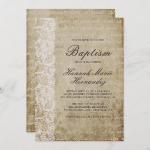 Vintag Scroll Lace Taufe Einladung