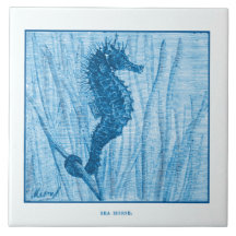 Vintag Sea Horse Delft Blue Dutch Style Nautic