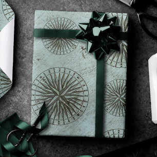 Vintag Sea Shanty   Steampunk Compass Ephemera Geschenkpapier