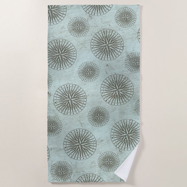 Vintag Sea Shanty | Steampunk Compass Ephemera Strandtuch (Vorderseite)