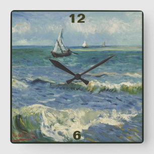 Vintag Seascape in der Nähe von Les Saintes-Maries Quadratische Wanduhr