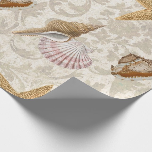 Vintag Seashell Starfish Beach  Geschenkpapier (Ecke)