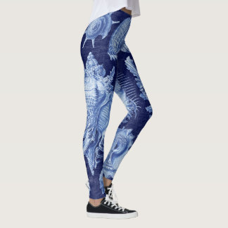 Vintag Seashells Blue Leggings